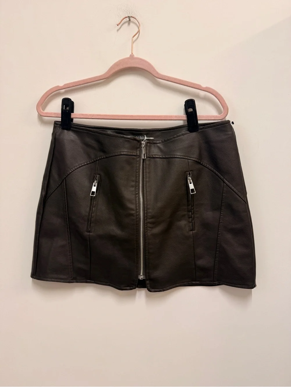 wild fable Black Faux Leather Zip-Front Mini Skirt